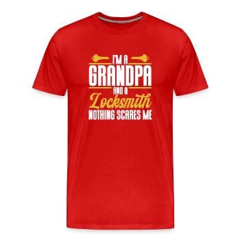 Serrurier Crochetage de serrure Serrurier Employé Serrurier - T-shirt bio Premium Homme - rouge - Devant - Damien (186cm)