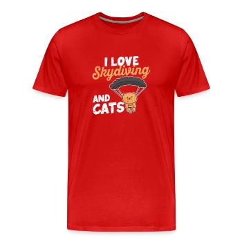 Funny Parachutists Kitten Parachute - Men's Premium Organic T-Shirt - red - Front - Damien (186cm)