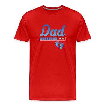 Papa 2023 se charge - T-shirt bio Premium Homme - rouge - Devant - Damien (186cm)