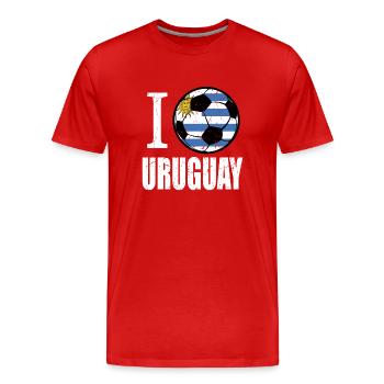 Uruguay Football - Men's Premium Organic T-Shirt - red - Front - Damien (186cm)