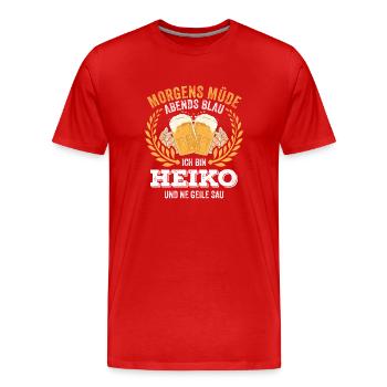 Heiko Vorname Name Geburtstag Bier saufen - Männer Premium Bio T-Shirt - Rot - Vorne - Damien (186cm)