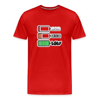 Parents Battery - Männer Premium Bio T-Shirt - Rot - Vorne - Damien (186cm)