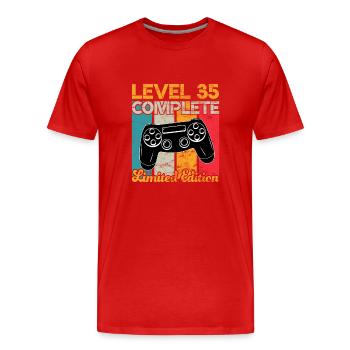Level 35 complete Gaming Geburtstag - Männer Premium Bio T-Shirt - Rot - Vorne - Damien (186cm)