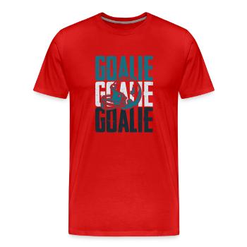 Citation d’un gardien de but de hockey sur glace - T-shirt bio Premium Homme - rouge - Devant - Damien (186cm)