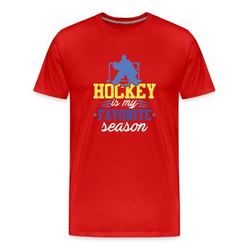 Saison de hockey sur glace - T-shirt bio Premium Homme - rouge - Devant - Damien (186cm)