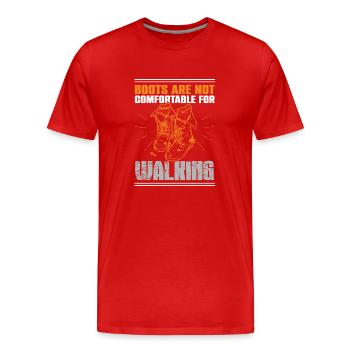 Motorcycle Boots Biker - Men's Premium Organic T-Shirt - red - Front - Damien (186cm)