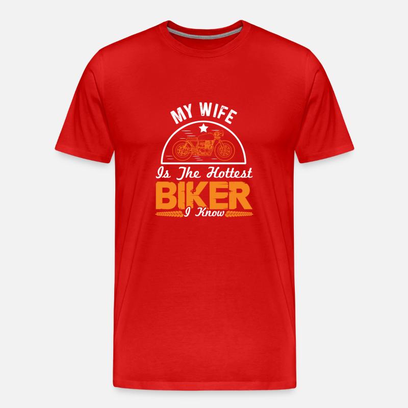motorrad ehefrau spruch - Männer Premium Bio T-Shirt - Rot