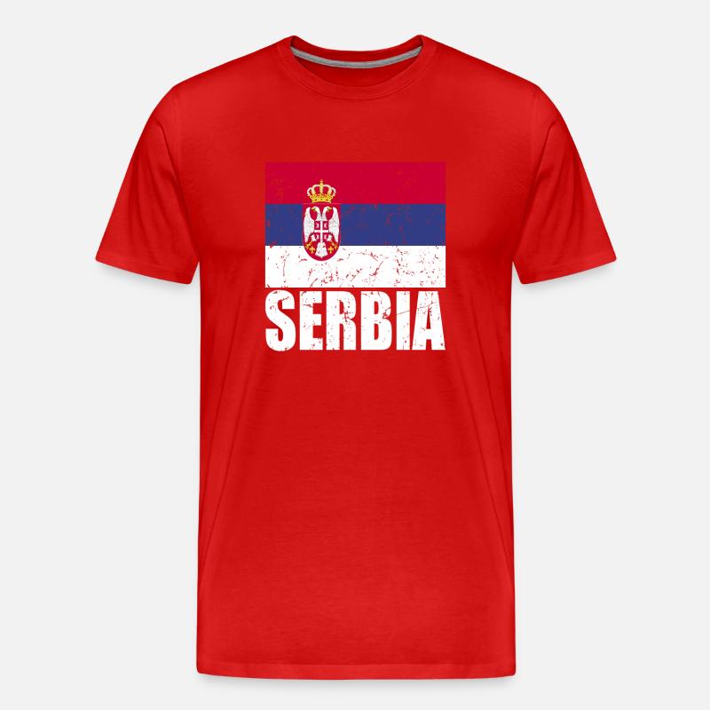 Drapeau de la Serbie - T-shirt bio Premium Homme - rouge