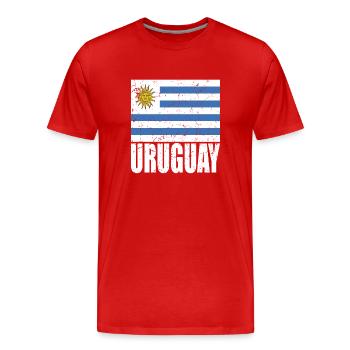 Uruguay Flag - Men's Premium Organic T-Shirt - red - Front - Damien (186cm)