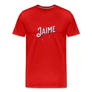 Prénom Jaime personnalisé - T-shirt bio Premium Homme - rouge - Devant - Damien (186cm)