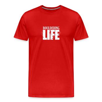 Bouldering Life Hobby Climbing Sports - Men's Premium Organic T-Shirt - red - Front - Damien (186cm)
