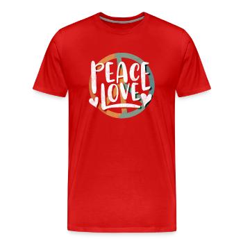 Amour de la paix, paix - T-shirt bio Premium Homme - rouge - Devant - Damien (186cm)