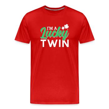 Je suis un heureux jumeau irlandais irlandais - T-shirt bio Premium Homme - rouge - Devant - Damien (186cm)