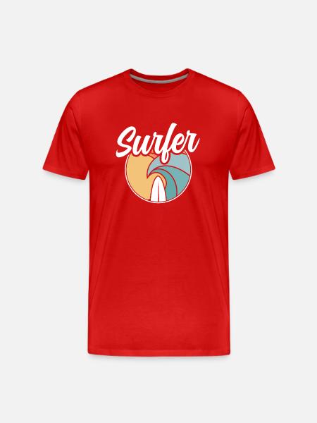 Surfer Surfboard Surfing - Men's Premium Organic T-Shirt - red