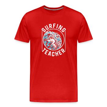 Moniteur de surf Surfer Surfer Planche de surf - T-shirt bio Premium Homme - rouge - Devant - Damien (186cm)