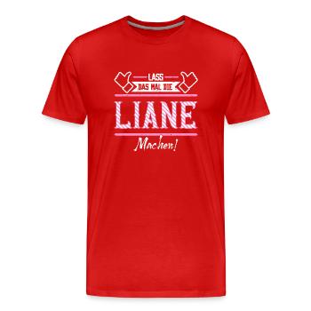Liane Geschenkidee Geschenk Geburtstag - Männer Premium Bio T-Shirt - Rot - Vorne - Damien (186cm)