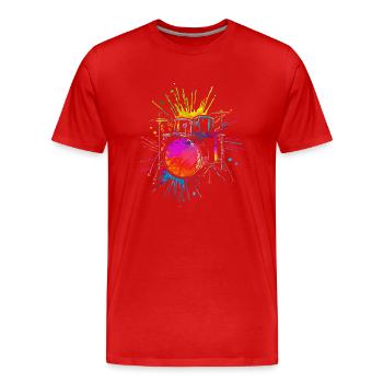 Schlagzeug, Schlagzeuger - Männer Premium Bio T-Shirt - Rot - Vorne - Damien (186cm)