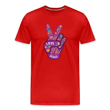 Friedensliebe Hippie - Männer Premium Bio T-Shirt - Rot - Vorne - Damien (186cm)