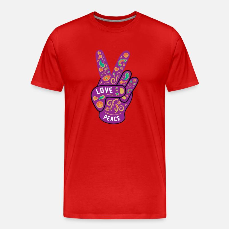 Friedensliebe Hippie - Männer Premium Bio T-Shirt - Rot
