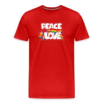 Friedensliebe Hippie - Männer Premium Bio T-Shirt - Rot - Vorne - Damien (186cm)