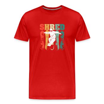 SHRED Snowboard Winter Sports Snowboarding Boarding - Men's Premium Organic T-Shirt - red - Front - Damien (186cm)