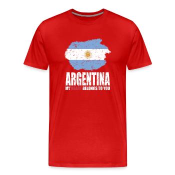 Drapeau de l’ARGENTINE - T-shirt bio Premium Homme - rouge - Devant - Damien (186cm)