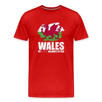 Wales Flag - Men's Premium Organic T-Shirt - red - Front - Damien (186cm)
