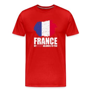 Français drapeau - T-shirt bio Premium Homme - rouge - Devant - Damien (186cm)