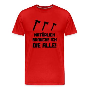 Männer Holzmachen Axt Sammlung Holz - Männer Premium Bio T-Shirt - Rot - Vorne - Damien (186cm)