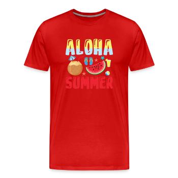 Aloha Sommer - Sommerferien - Männer Premium Bio T-Shirt - Rot - Vorne - Damien (186cm)
