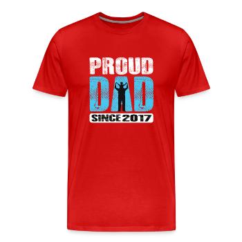 Proud Dad Since 2017 - Men's Premium Organic T-Shirt - red - Front - Damien (186cm)