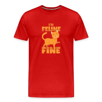 Cat pun - Men's Premium Organic T-Shirt - red - Front - Damien (186cm)