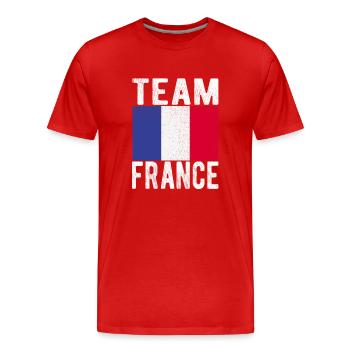 Français drapeau - T-shirt bio Premium Homme - rouge - Devant - Damien (186cm)