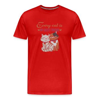 Amis chats - T-shirt bio Premium Homme - rouge - Devant - Damien (186cm)