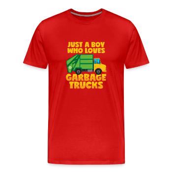 Juste un garçon qui aime les camions à ordures - T-shirt bio Premium Homme - rouge - Devant - Damien (186cm)
