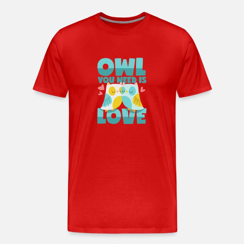 Eulen Liebe - Männer Premium Bio T-Shirt - Rot