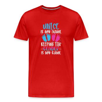 Uncle Is My Name Keeping The Gender Is My Game - Männer Premium Bio T-Shirt - Rot - Vorne - Damien (186cm)