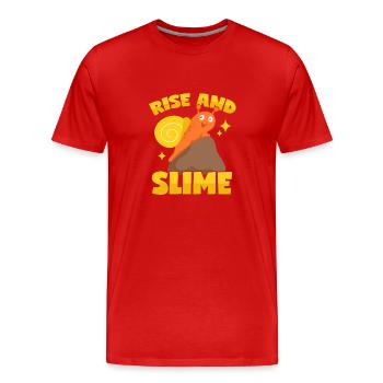 Schnecke "Rise And Slime" - Männer Premium Bio T-Shirt - Rot - Vorne - Damien (186cm)