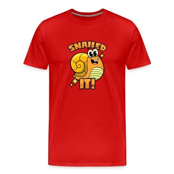 Schnecken Wortwitz - Männer Premium Bio T-Shirt - Rot - Vorne - Damien (186cm)