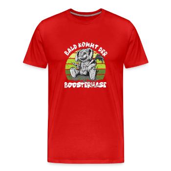 Soon the Bosster is coming - Men's Premium Organic T-Shirt - red - Front - Damien (186cm)