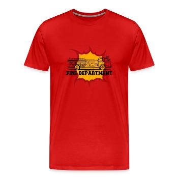 Voiture de pompiers - T-shirt bio Premium Homme - rouge - Devant - Damien (186cm)
