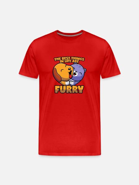 Hunde und Katzen Liebe - Männer Premium Bio T-Shirt - Rot