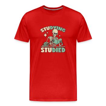 Skeleton in learning - Men's Premium Organic T-Shirt - red - Front - Damien (186cm)