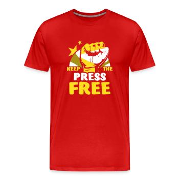 Liberté de la presse Liberté de la presse - T-shirt bio Premium Homme - rouge - Devant - Damien (186cm)