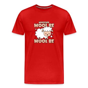 Schaf Wolle Wortwitz - Männer Premium Bio T-Shirt - Rot - Vorne - Damien (186cm)