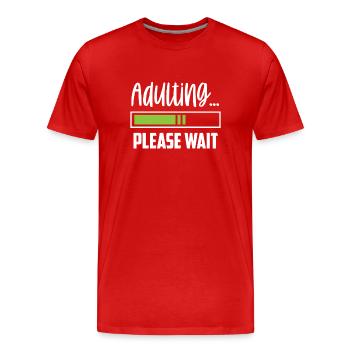 grow up please wait puberty birthday - Men's Premium Organic T-Shirt - red - Front - Damien (186cm)