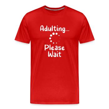 grow up please wait puberty birthday - Men's Premium Organic T-Shirt - red - Front - Damien (186cm)
