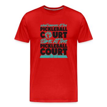 Pickleball Que se passe-t-il au - T-shirt bio Premium Homme - rouge - Devant - Damien (186cm)