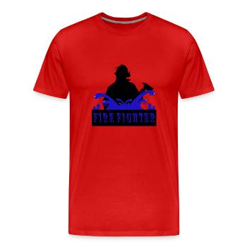 Pompier - T-shirt bio Premium Homme - rouge - Devant - Damien (186cm)