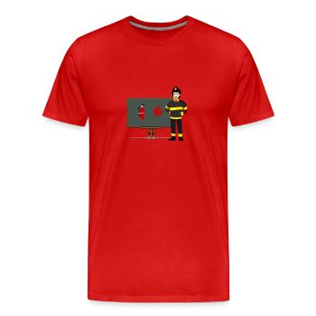 Feuerwehrmann - Männer Premium Bio T-Shirt - Rot - Vorne - Damien (186cm)